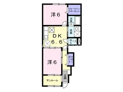 クライネ タック(2DK/1階)の間取り写真