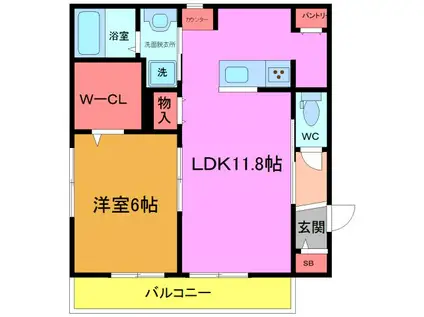 MAISON DE PAIX(1LDK/2階)の間取り写真