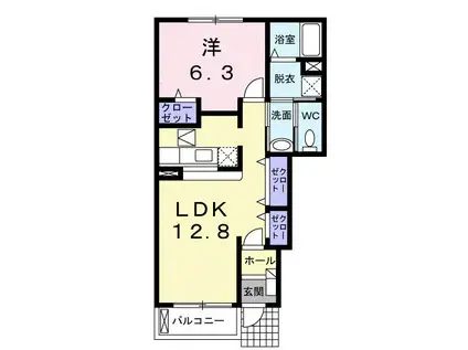 エンゼルコートII(1LDK/1階)の間取り写真
