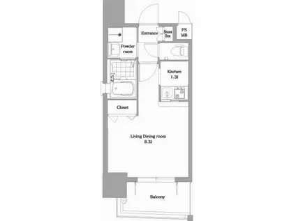 エンクレストWITH天神東(1K/2階)の間取り写真