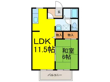 サンライフ加須(1LDK/2階)の間取り写真