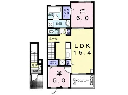 マナ・エヴァル(2LDK/2階)の間取り写真