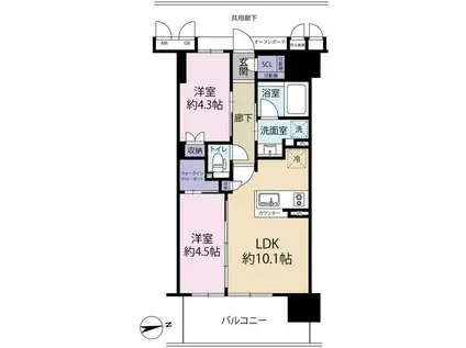 イニシアブランなんば(2LDK/8階)の間取り写真