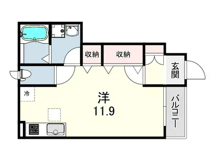 エスペランサ有野(ワンルーム/1階)の間取り写真