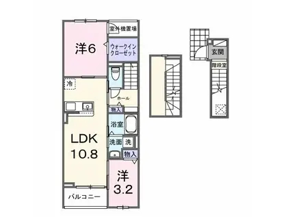 クレッシェンド石ヶ瀬(2LDK/3階)の間取り写真
