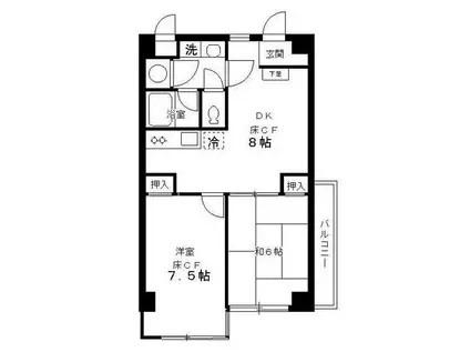 滝野川フラワーハイツ(2DK/4階)の間取り写真