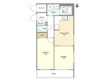 ドゥーエ大鳥居(2DK/3階)の間取り写真