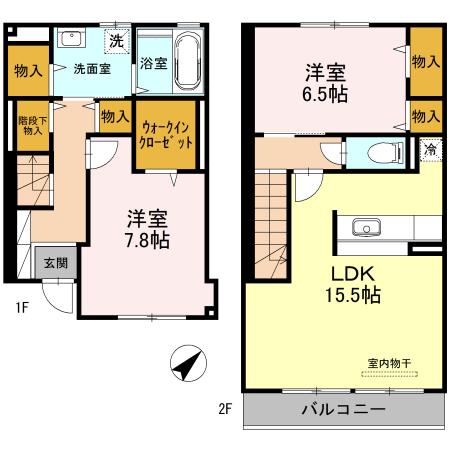YUSEIRESIDENCE甲子園(2LDK/1階)の間取り写真
