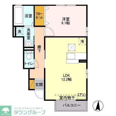 サンボナールB(1LDK/1階)の間取り写真