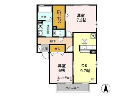 グレイスフルF(2LDK/1階)の間取り写真