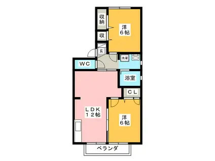 フレグランスモトイマ C棟(2LDK/2階)の間取り写真