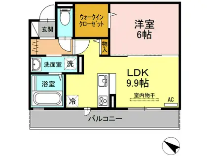 ハコマルシェ(1LDK/1階)の間取り写真