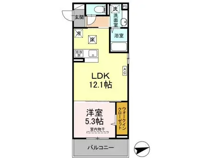 メゾングランレーヴ A棟(1LDK/1階)の間取り写真