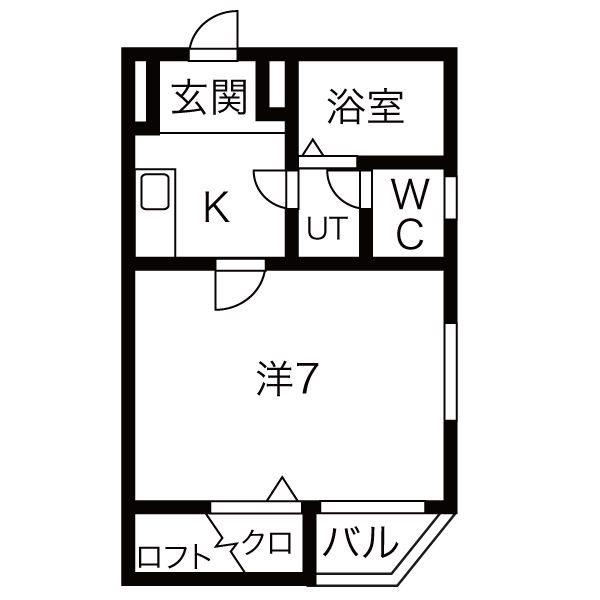 アムール金山(1SK/2階)の間取り写真