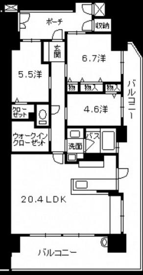 ヴェルディ古市駅前(3LDK/6階)の間取り写真