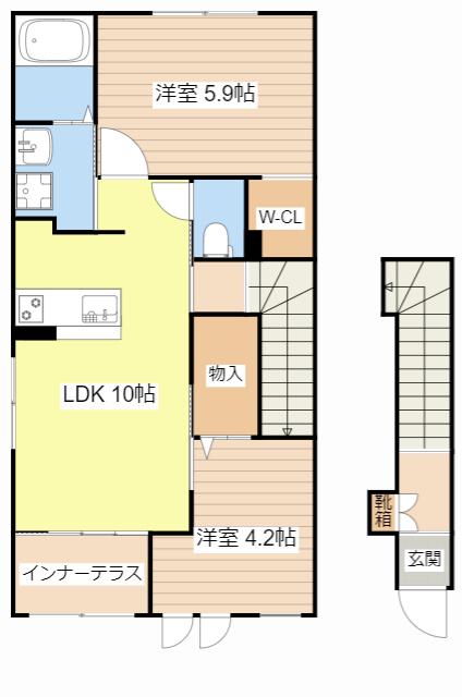 ラピスラズリ(2LDK/2階)の間取り写真
