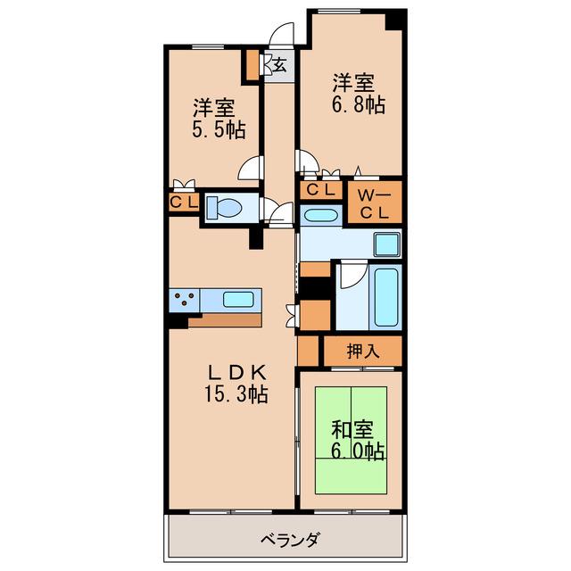 レジディア泉(3LDK/14階)の間取り写真