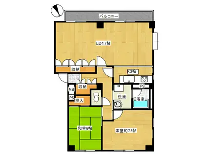 ロイヤルパレス(2LDK/2階)の間取り写真