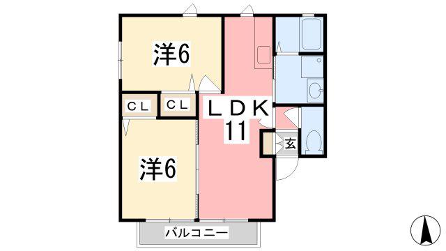 BIRDLANDたまで(2LDK/1階)の間取り写真