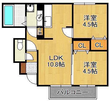 JR日豊本線 苅田駅 徒歩13分 2階建 築9年(2LDK/1階)の間取り写真