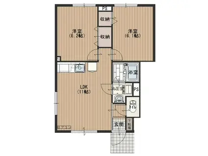 ドリーム(2LDK/1階)の間取り写真