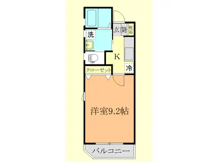 アミーユ(1K/2階)の間取り写真