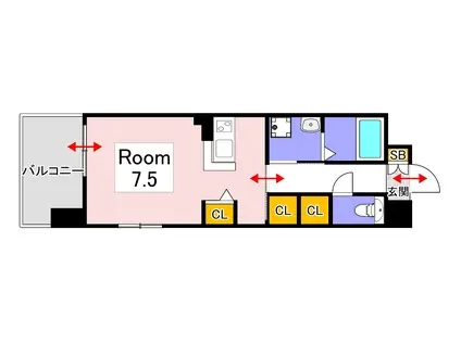 セントラルヒルズ昭和町(ワンルーム/4階)の間取り写真