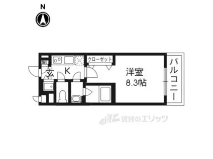 ベラジオ京都東山2403(1K/4階)の間取り写真