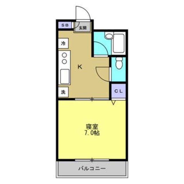 ベルハウス2番館(1K/2階)の間取り写真