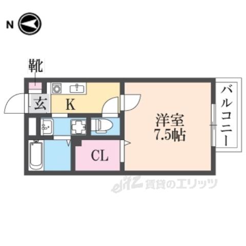 ビラージュドゥカルム(1K/2階)の間取り写真