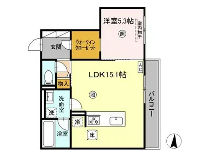 SOLANA(1LDK/1階)の間取り写真