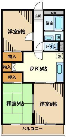 オステンハイム(3DK/3階)の間取り写真