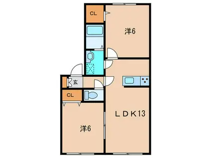 緑潭MIYANOMORIさくら(2LDK/2階)の間取り写真