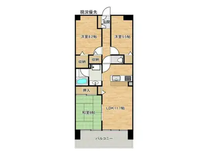 アルファステイツ母衣町II(3LDK/14階)の間取り写真