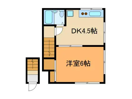 東京メトロ東西線 早稲田駅(メトロ) 徒歩5分 2階建 築67年(1DK/2階)の間取り写真