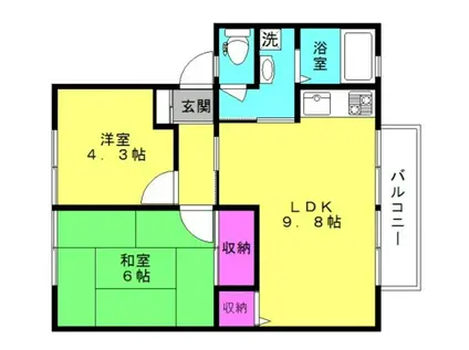 メゾンドOPAL(2LDK/1階)の間取り写真