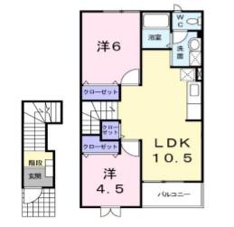 クレストールベルツリーII(2LDK/2階)の間取り写真