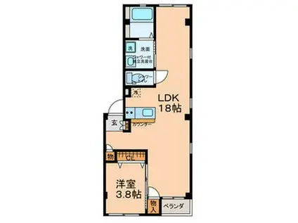 グランレーヴ東別院イースト(1LDK/4階)の間取り写真