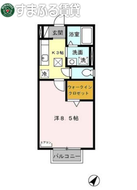 アミエーラ(1K/1階)の間取り写真