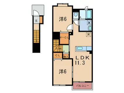 カーサ・アル・マーレ(2LDK/2階)の間取り写真