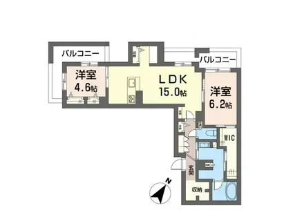 シモンイーストミソノ(2LDK/2階)の間取り写真