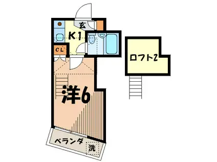 ヴィラ・リベーヌ(1K/1階)の間取り写真