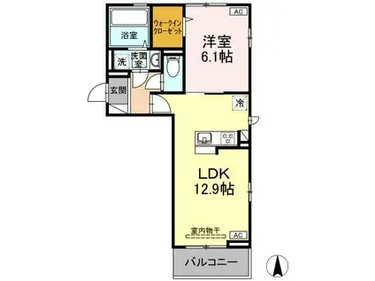 セレブ ミモザ(1LDK/1階)の間取り写真