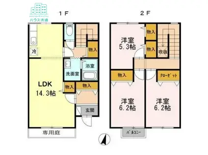 リースランド植松B(3LDK/1階)の間取り写真