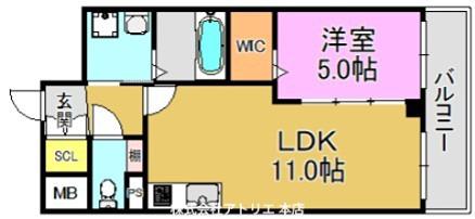 VITA荒本(1LDK/8階)の間取り写真