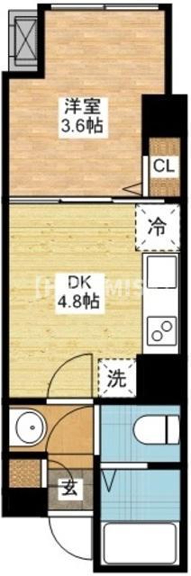 アミティ銅座(1DK/5階)の間取り写真