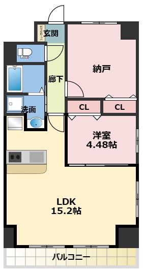 GROOVE豊中レジデンス(1SLDK/4階)の間取り写真