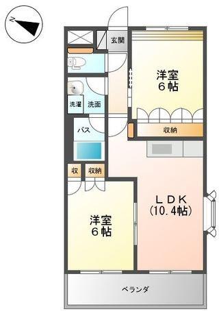 リビュール・エスポアA(2LDK/1階)の間取り写真