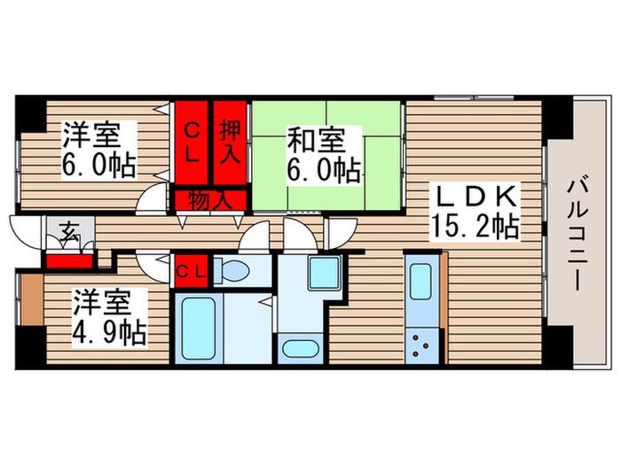 白井ロジュマン(3LDK/8階)の間取り写真