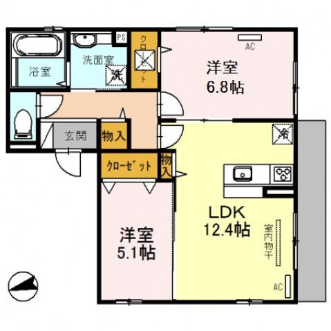 GRAND SAGE(2LDK/2階)の間取り写真